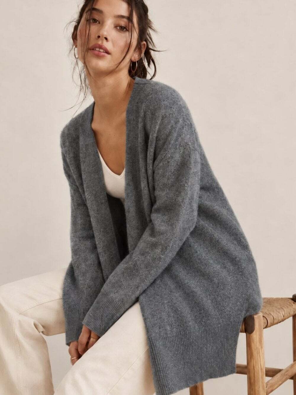Madewell Cozy Walker Cardigan Merino Wool Alpaca Long Open Front Grey Small